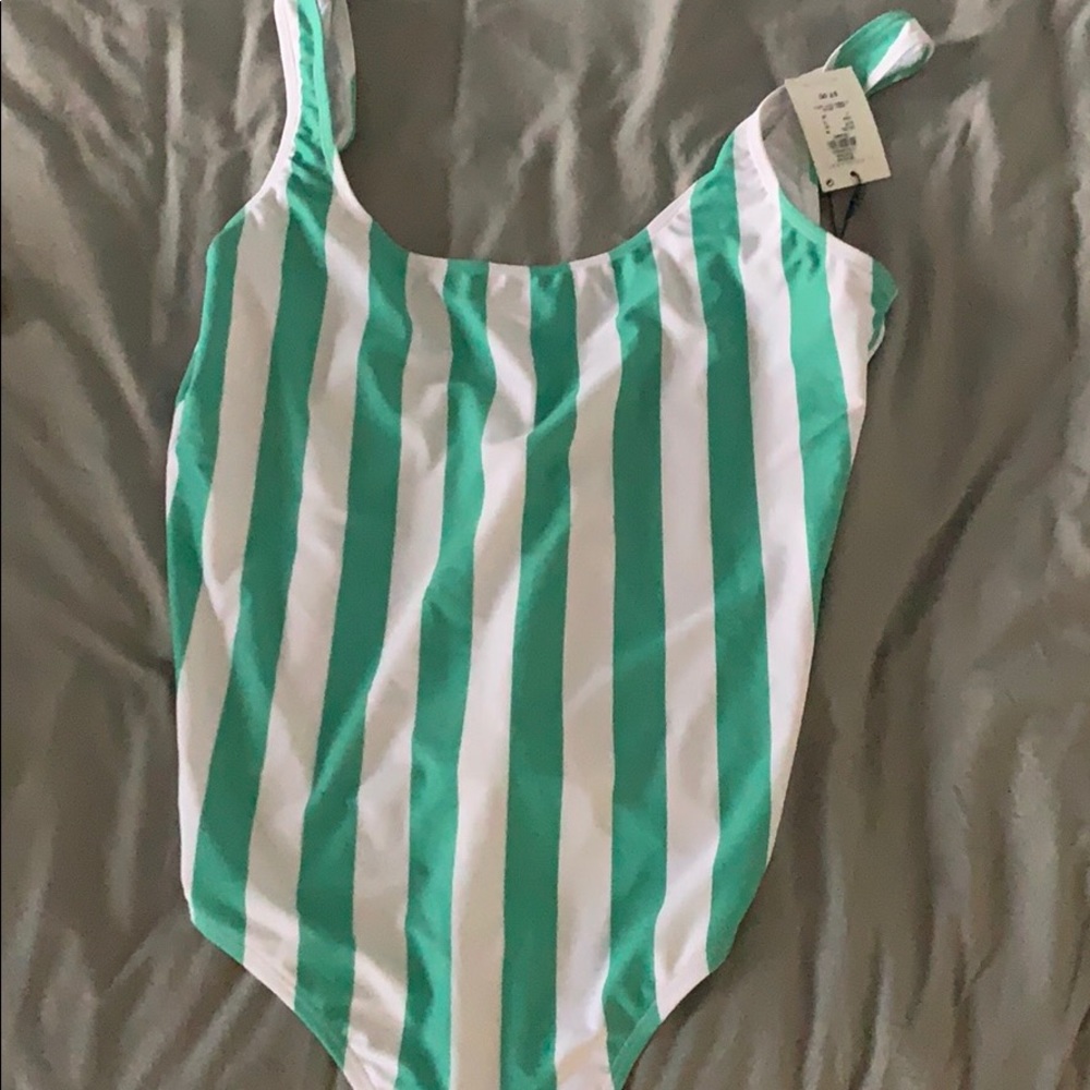 Striped one piece bathing suit